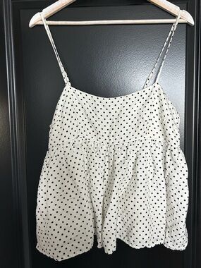Kate Spade Cream Polka Dot Spaghetti Strap Top large
